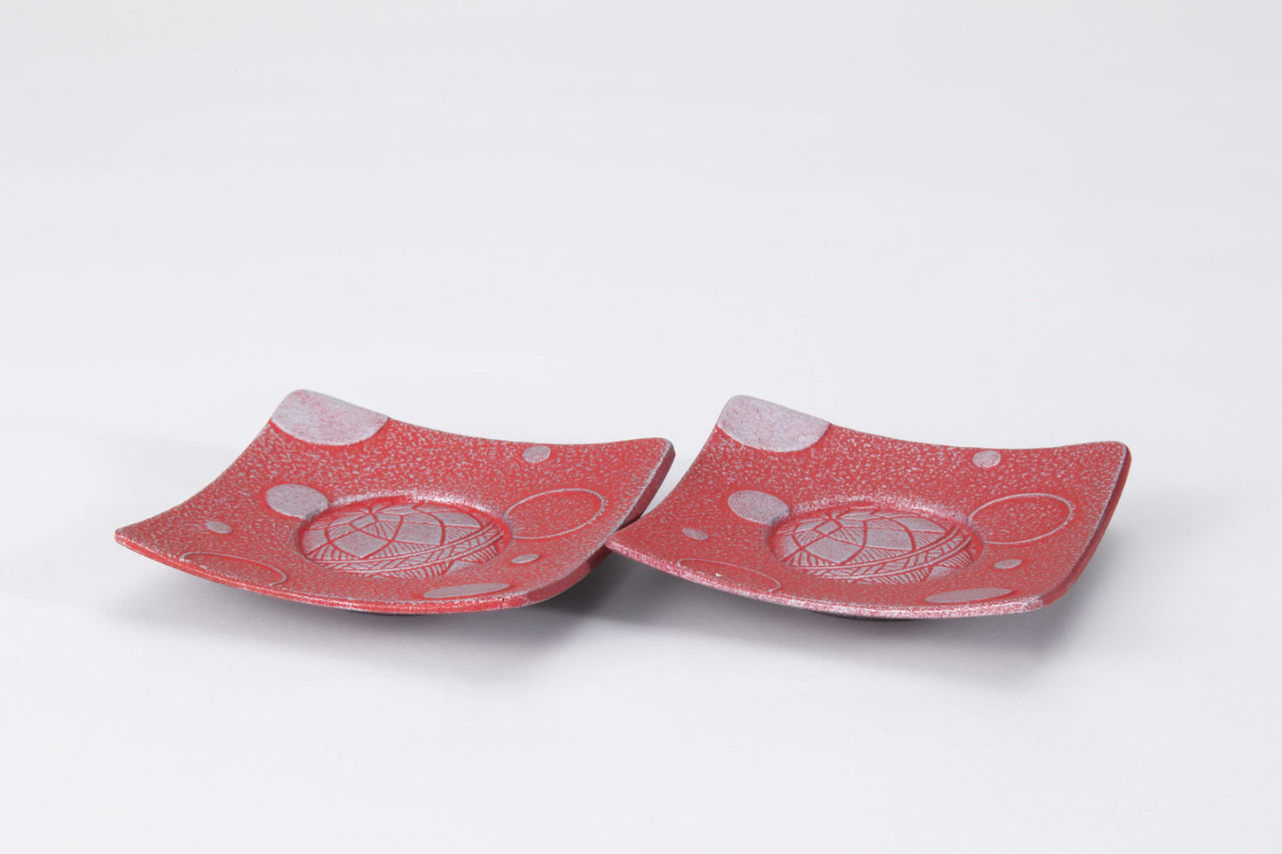 茶托　毬あそび2枚組（さんご色）