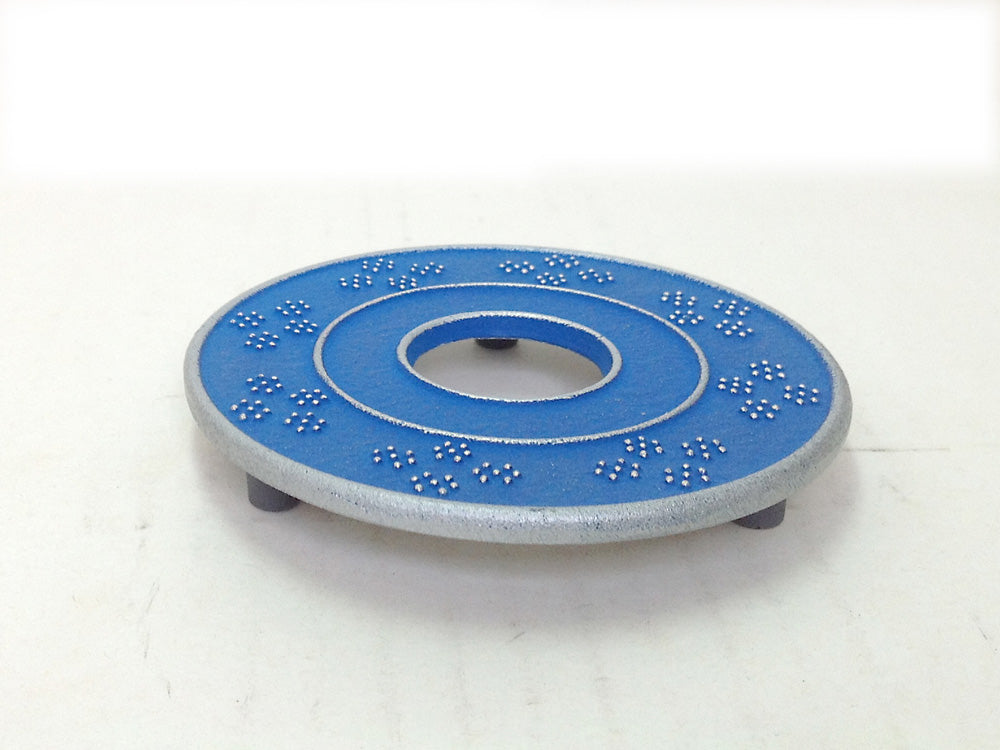 釜敷　花菱アラレ　ブルー