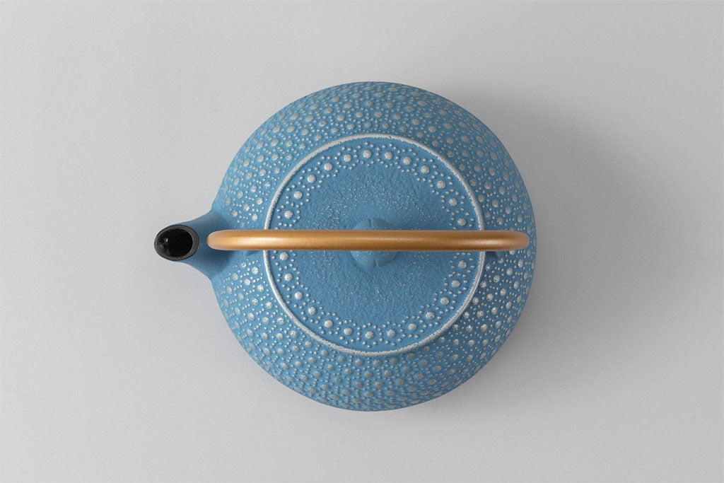 急須5型亀甲(銀/空色)　ﾂﾙ金