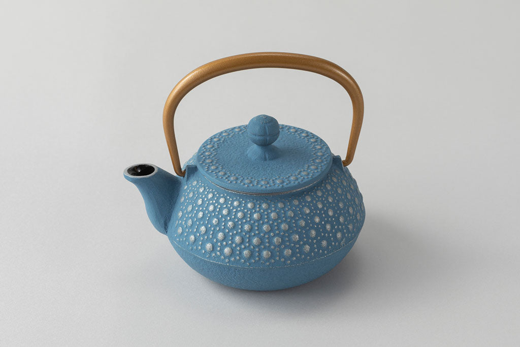 急須3型亀甲(銀/空色)　ﾂﾙ金