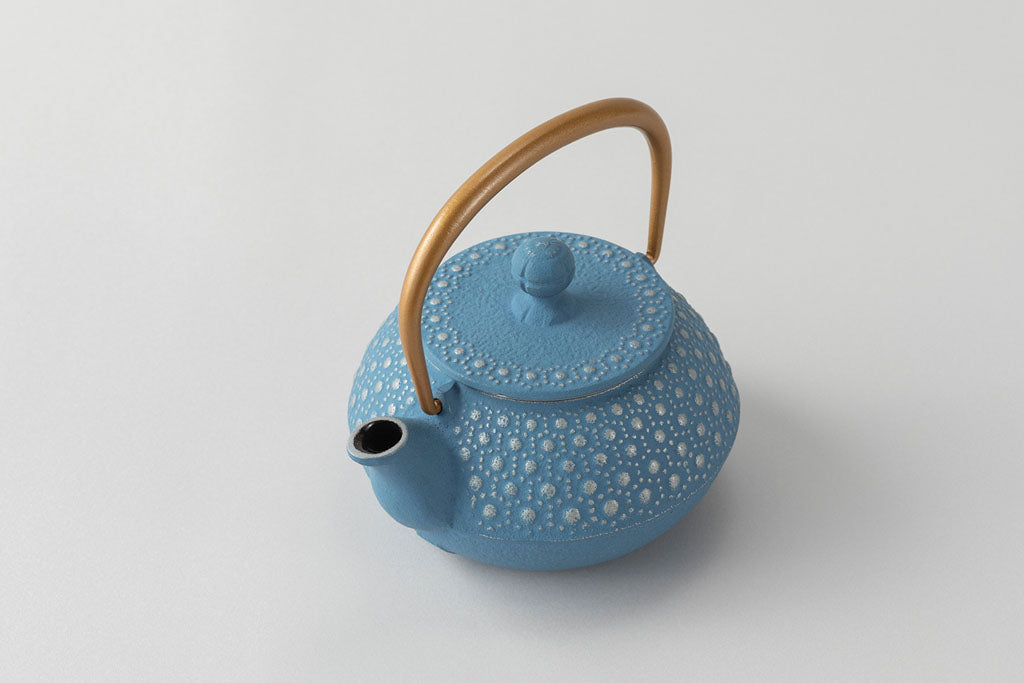 急須3型亀甲(銀/空色)　ﾂﾙ金