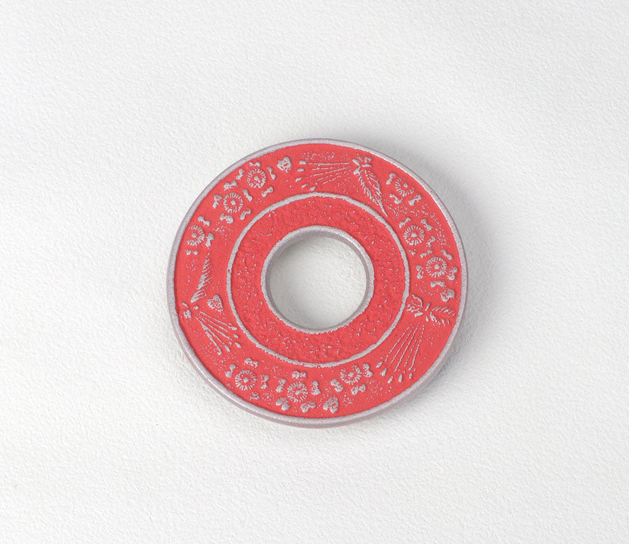 釜敷　丸サクラ(小)　銀/サーモンピンク