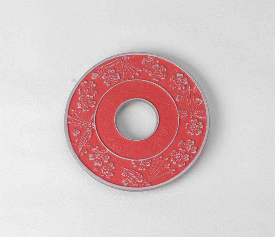 釜敷　丸サクラ(大)　銀/サーモンピンク